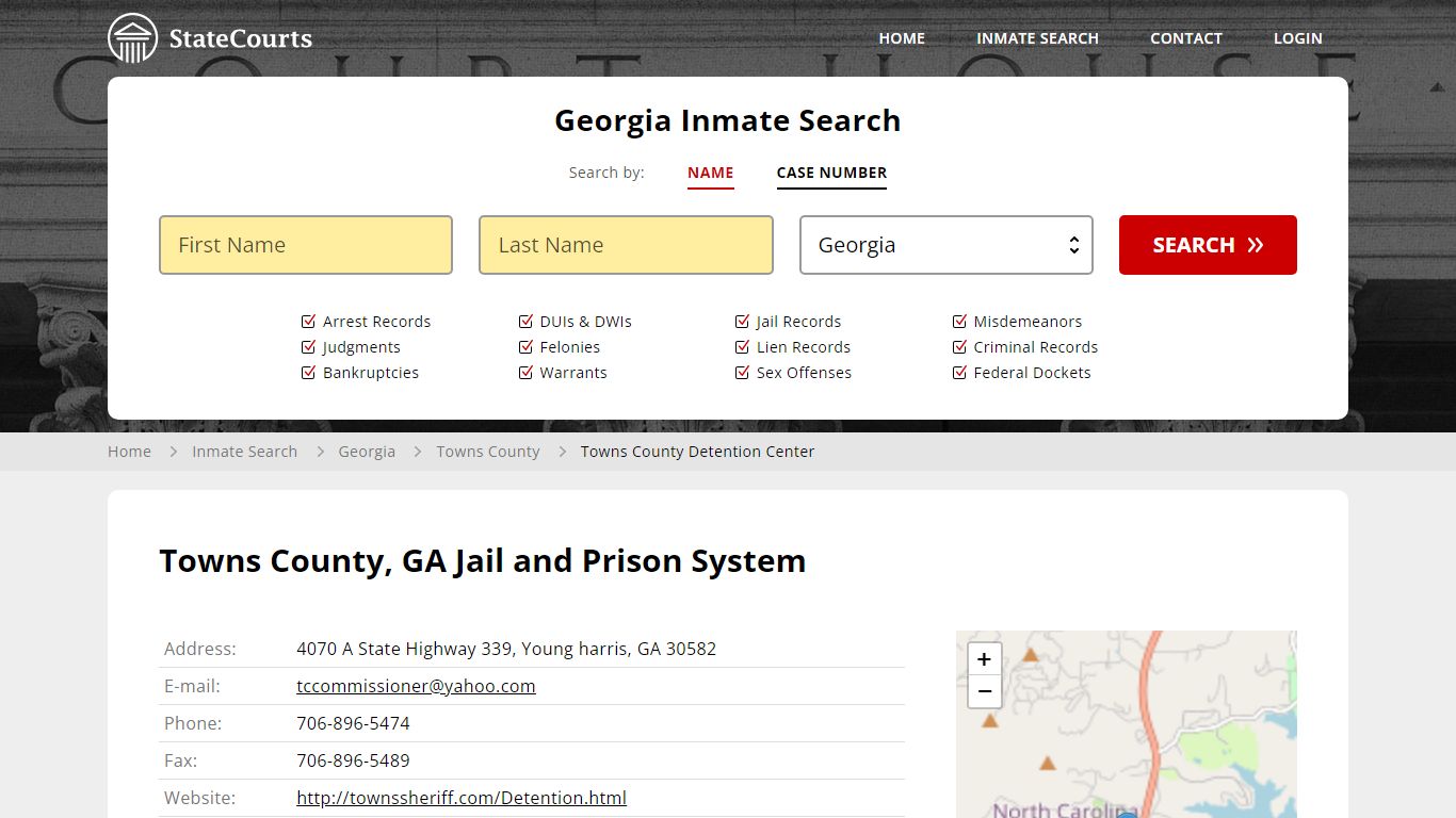 Towns County Detention Center Inmate Records Search, Georgia - StateCourts